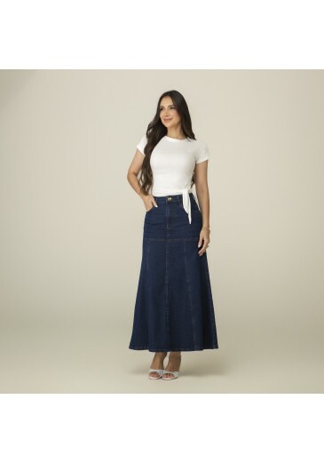 Saia Vivian Em Jeans Com Elastano Azul Escuro Tata Martello Primavera/Verão 2027