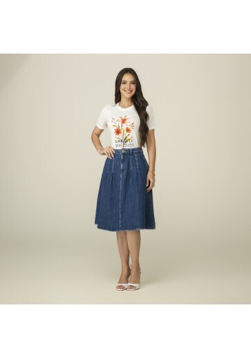 Saia Jordana Em Jeans Azul Tata Martello Primavera/Verão 2027