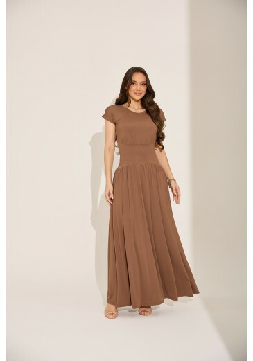Vestido Amelia Em Malha Lune Poliamida Marrom Tata Martello Primavera/Verão 2027