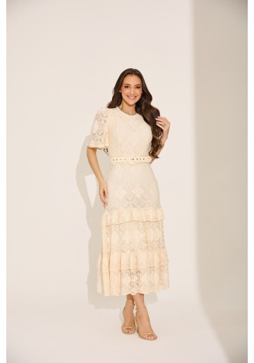 Vestido Malu Em Renda Bege Tata Martello Primavera/Verão 2027