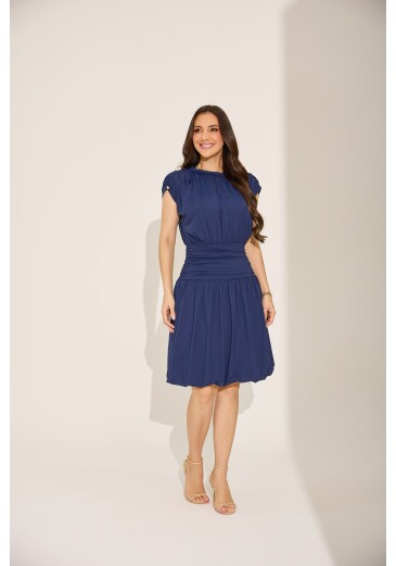 Vestido Renata Em Malha Lune Poliamida Balone Azul Marinho Tata Martello Primavera/Verão 2027