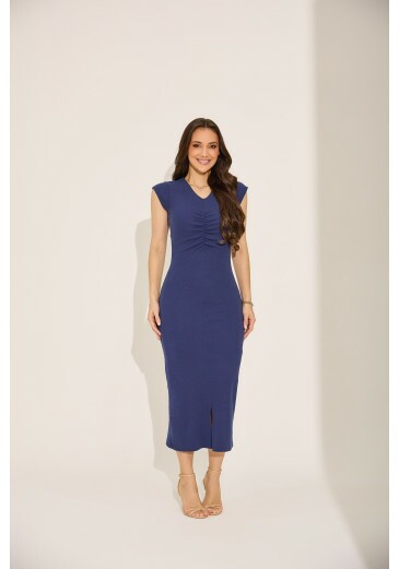 Vestido Marcela Em Malha Topaze Premium Azul Marinho Tata Martello Primavera/Verão 2027