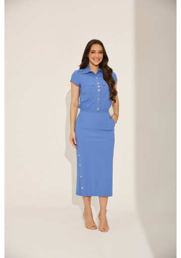 Conjunto Michele Em Alfaiataria Lausane Azul Tata Martello Primavera/Verão 2027