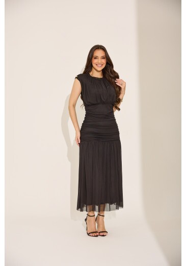 Vestido Stela Em Tule Preto Tata Martello Primavera/Verão 2027