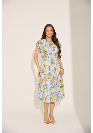 Vestido Liz Em Ava Print Azul Tata Martello Primavera/Verão 2027
