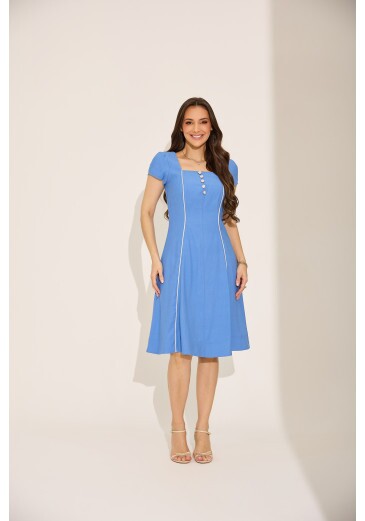 Vestido Dalila Em Alfaiataria Kiki Azul Tata Martello Primavera/Verão 2027