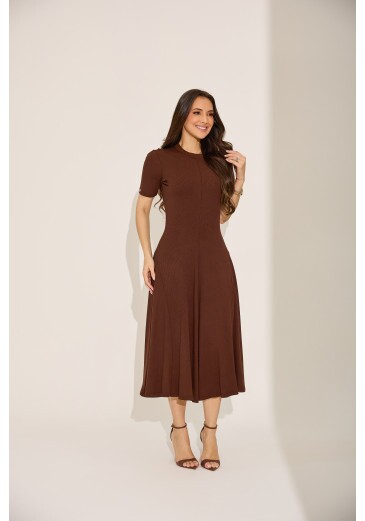 Vestido Eliza Em Malha Boulevard Premium Marrom Primavera/Verão 2027