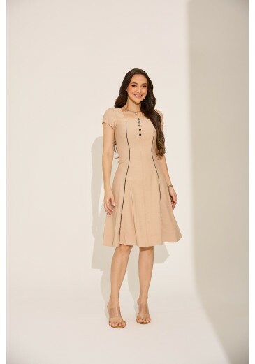 Vestido Dalila Em Alfaiataria Kiki Bege Tata Martello Primavera/Verão 2027