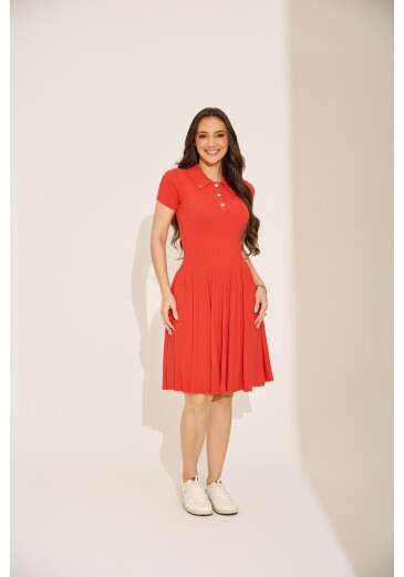 Vestido Cintia Em Malha Canelada Premium Vermelho Tata Martello Primavera/Verão 2027