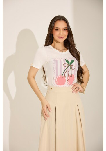 Blusa Poliana Em Crepe Cerejas Tata Martello Primavera/Verão 2027