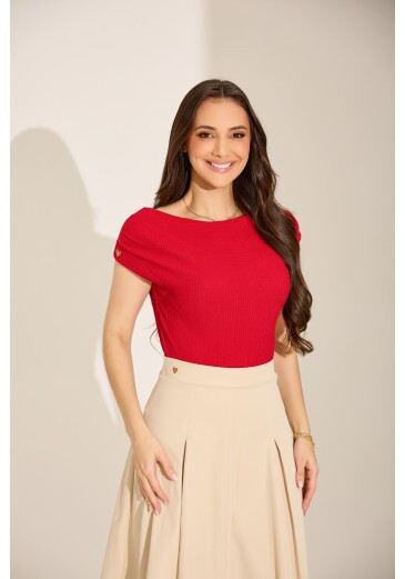 Blusa Larissa Em Malha Vermelha Tata Martello Primavera/Verão 2027
