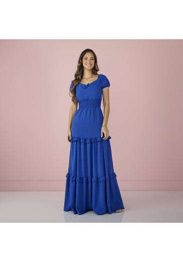 Vestido Simone Longo Azul Royal Tata Martello Alto Verão 2022