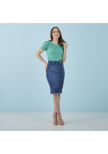 Saia Jeans Premium Com Elastano Tata Martello Primavera/Verão 2023
