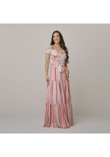 Vestido Luiza Em Crepe Gloss Estampa Exclusiva Branco Tata Martello Outono/Inverno 2026