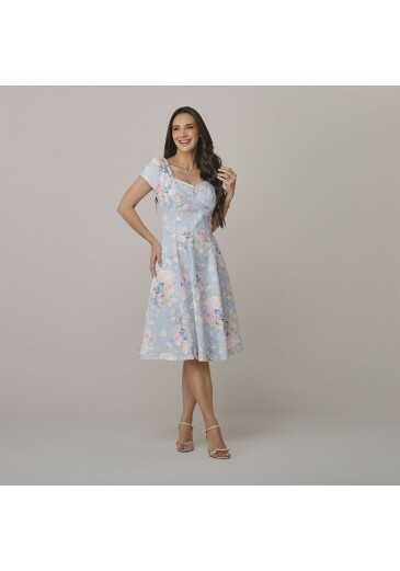 Vestido Thais Em Alfaiataria Soho Estampa Exclusiva Azul Tata Martello Outono/Inverno 2026