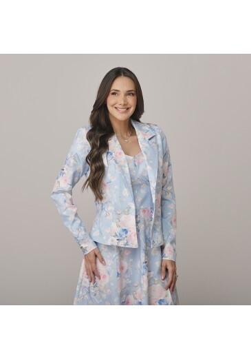 Blazer Barbara Em Alfaiataria Soho Estampa Exclusiva Azul Tata Martello Outono/Inverno 2026