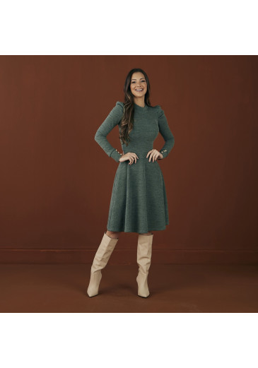 Vestido Luzia Lã de Tricot Verde Tatá Martello Outono/Inverno 2022