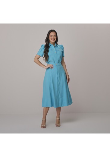 Conjunto Carol Em Alfaiataria Toscana Azul Tata Martello Outono/Inverno 2026