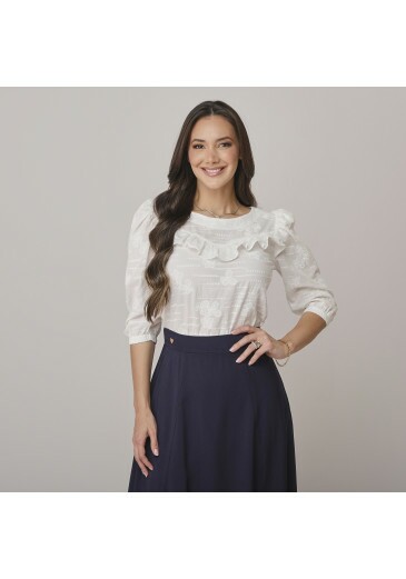 Blusa Fiorella Em Algodão Bordado Off White Tata Martello Outono/Inverno 2026