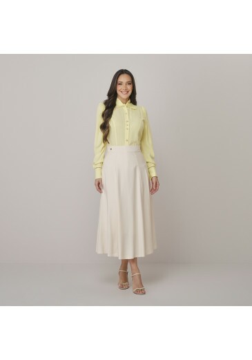 Saia Heloisa Em Alfaiataria Twill Branco Tata Martello Outono/Inverno 2026