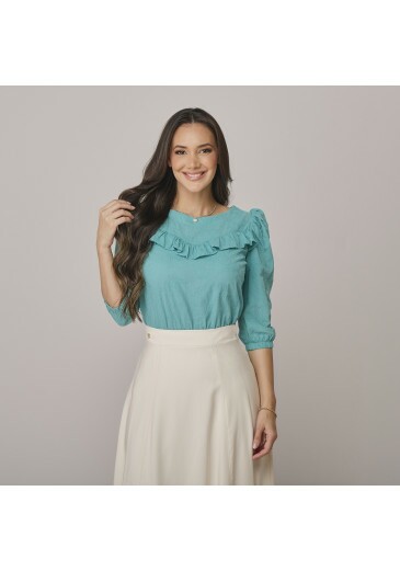 Blusa Fiorella Em Algodão Bordado Azul Tata Martello Outono/Inverno 2026