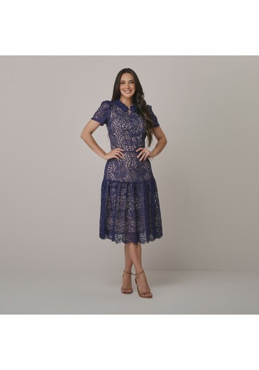 Vestido Ivy Em Renda Azul Marinho Tata Martello  Outono/Inverno 2026