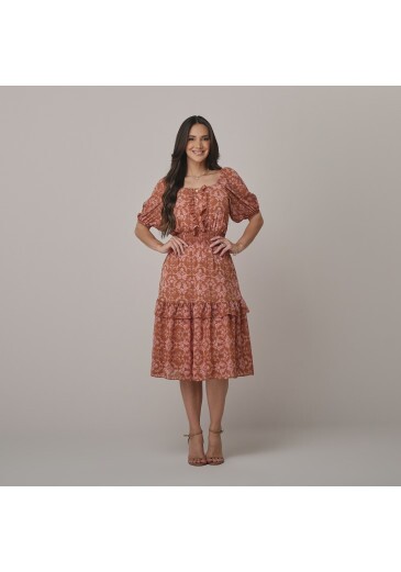 Vestido Vitoria Em Crepe Ava Caramelo Tata Martello Outono/Inverno 2026