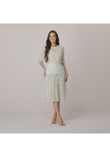 Vestido Lia Em Crepe Azul Tata Martello  Outono/Inverno 2026