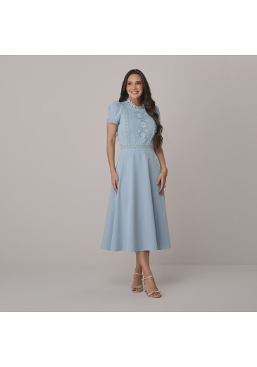 Vestido Mariane Em Alfaiataria Bordado Azul Tata Martello Outono/Inverno 2026