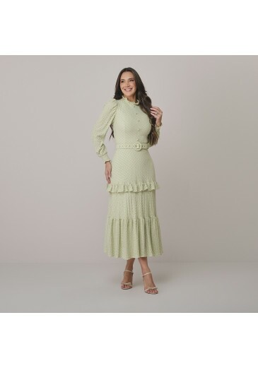 Vestido Valeria Em Malha Laise Verde Tata Martello  Outono/Inverno 2026