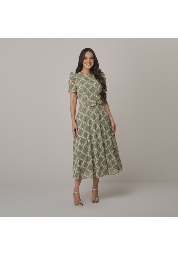 Vestido Analia Em Tela Bordada Verde Tata Martello  Outono/Inverno 2026