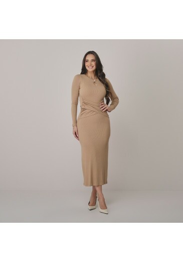 Vestido Marcela Em Malha Boulevard Bege Tata Martello Outono/Inverno 2026