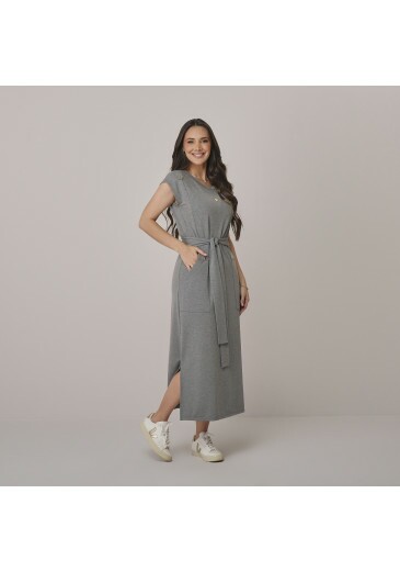 Vestido Pamela Em Moletinho Cinza Tata Martello Outono/Inverno 2026