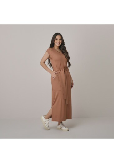 Vestido Pamela Em Moletinho Marrom Tata Martello Outono/Inverno 2026