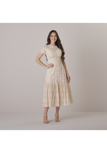 Vestido Taciane Em Algodão Bordado Bege Tata Martello Outono/Inverno 2026