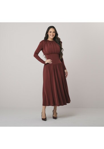 Vestido Antonela Em Malha Jersey Marrom Tata Martello Outono/Inverno 2026