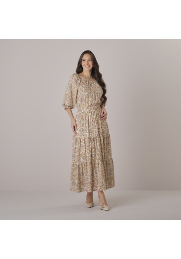 Vestido Poliana Em Crepe New Sabia Bege Tata Martello Outono/Inverno 2026