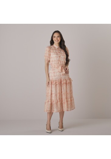 Vestido Kely Em Crepe Iris Laranja Tata Martello Outono/Inverno 2026