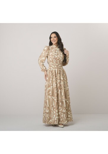 Vestido Lauana Em Crepe Marrakesh Bege Tata Martello Outono/Inverno 2026