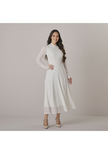 Vestido Nadia Em Renda Flower Branco Tata Martello Outono/Inverno 2026