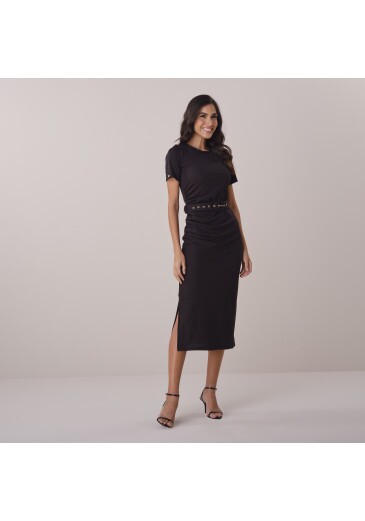 Vestido Lorena Em Malha Rib Preto Tata Martello Primavera/Verão 2026