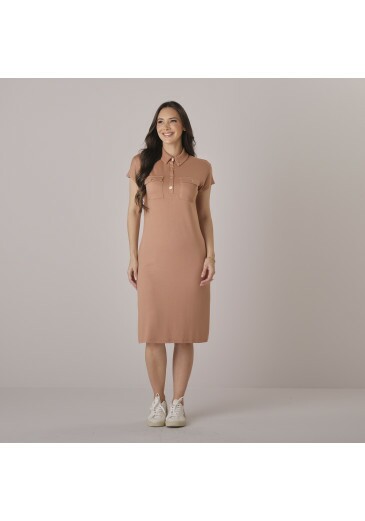 Vestido Keyla Em Moletinho Bege Tata Martello Outono/Inverno 2026