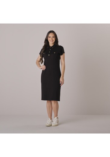 Vestido Keyla Em Moletinho Preto Tata Martello Outono/Inverno 2026