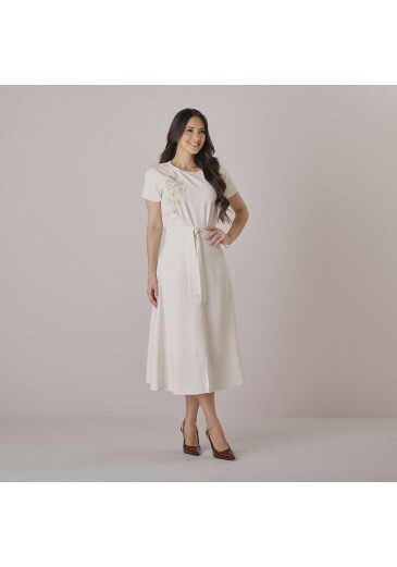 Conjunto Samanta Em Alfaiataria Satin Com Bordado Off White Tata Martello Outono/Inverno 2026