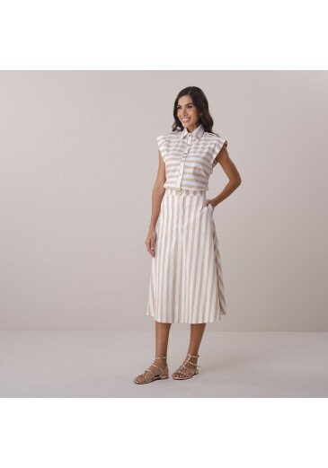 Conjunto Serena Em Tricoline Listrada Tata Martello Primavera/Verão 2026
