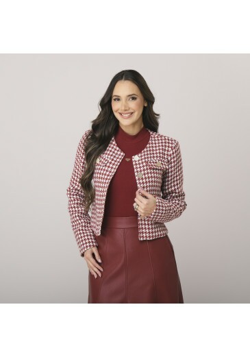 Casaco Nicole Em Tweed Bordô Tata Martello Outono/Inverno 2026