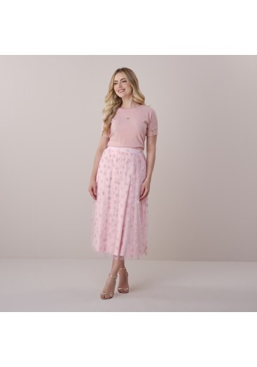 Saia Rita Em Tule Flowers Rosa Tata Martello Primavera/Verão 2026