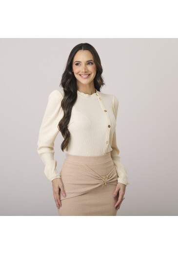 Blusa Samanta Em Malha Volare Off White Tata Martello Outono/Inverno 2026