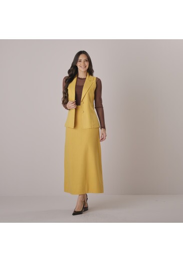 Conjunto Patricia Em Linho Amarelo Tata Martello Outono/Inverno 2026