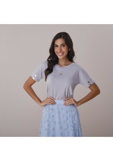 Blusa Cintia Em Malha Canelada Cinza Tata Martello Primavera/Verão 2026